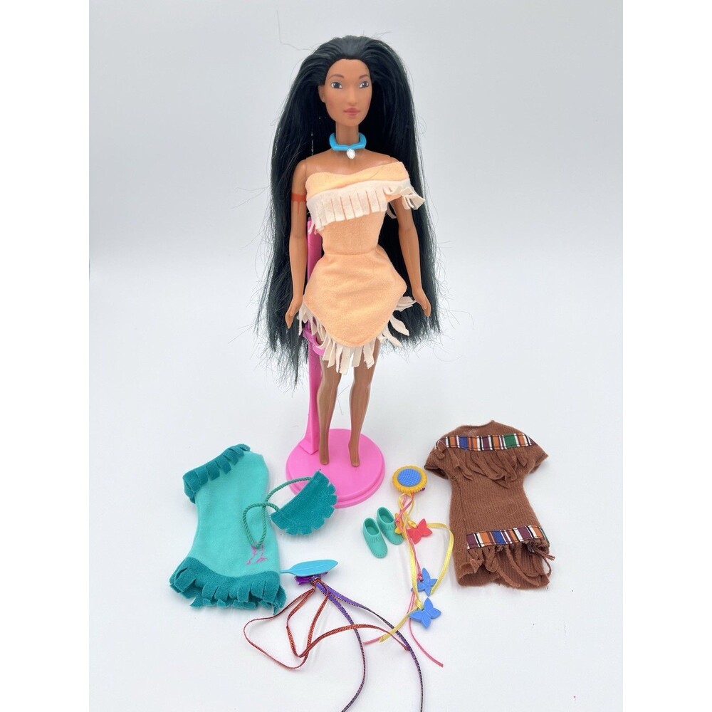 Barbie Pocahontas Doll W Extra Clothes & More Disney Native American Vintage